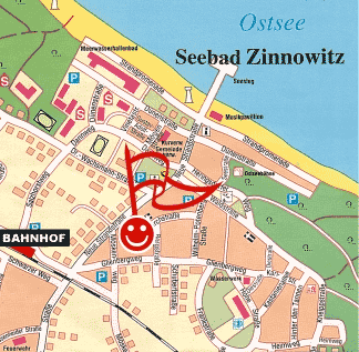 Plan von Zinnowitz - die Lage der Ferienwohnung